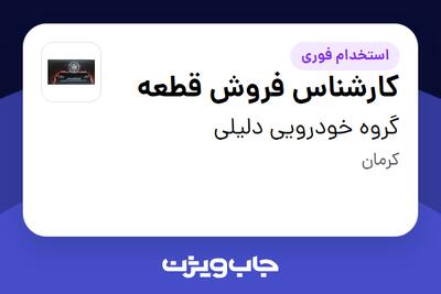  استخدام کارشناس فروش قطعه در گروه خودرویی دلیلی