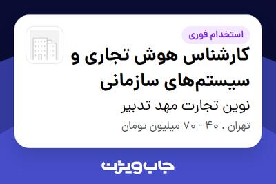 استخدام کارشناس هوش تجاری و سیستمهای سازمانی در نوین تجارت مهد تدبیر