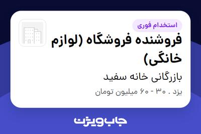 استخدام فروشنده فروشگاه (لوازم خانگی) در بازرگانی خانه سفید