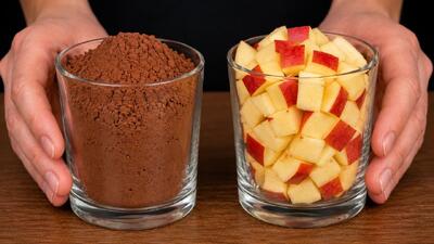  طرز تهیه دسر سیب و کاکائو سریع و رژیمی بدون فر، بدون شکر و بدون پخت وپز