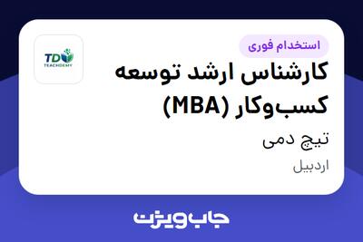  استخدام کارشناس ارشد توسعه کسب‌وکار (MBA) در تیچ دمی