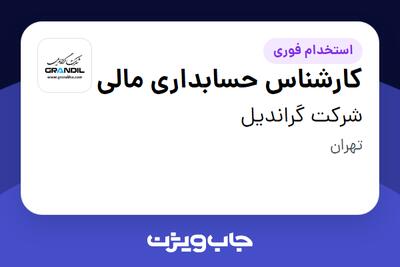 استخدام کارشناس حسابداری مالی در شرکت گراندیل