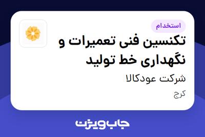 استخدام تکنسین فنی تعمیرات و نگهداری خط تولید - آقا در شرکت عودکالا