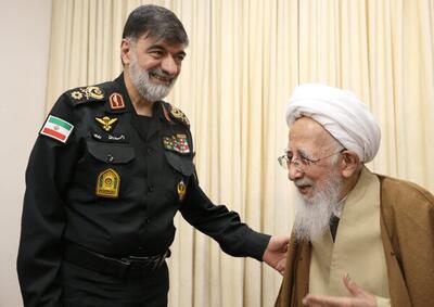  دیدار آیت الله جوادی آملی و رادان؛ جان و مال و ناموس مردم امانت الهی است + تصاویر رادان و مرجع تقلید شیعیان
