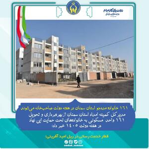 ۱۶۱ خانواده مددجوی استان سمنان در هفته دولت صاحبخانه میشوند