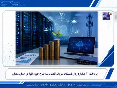 پرداخت ۳۰ میلیارد ریال تسهیلات سرمایه ثابت به سه طرح حوزه فاوا در استان سمنان
