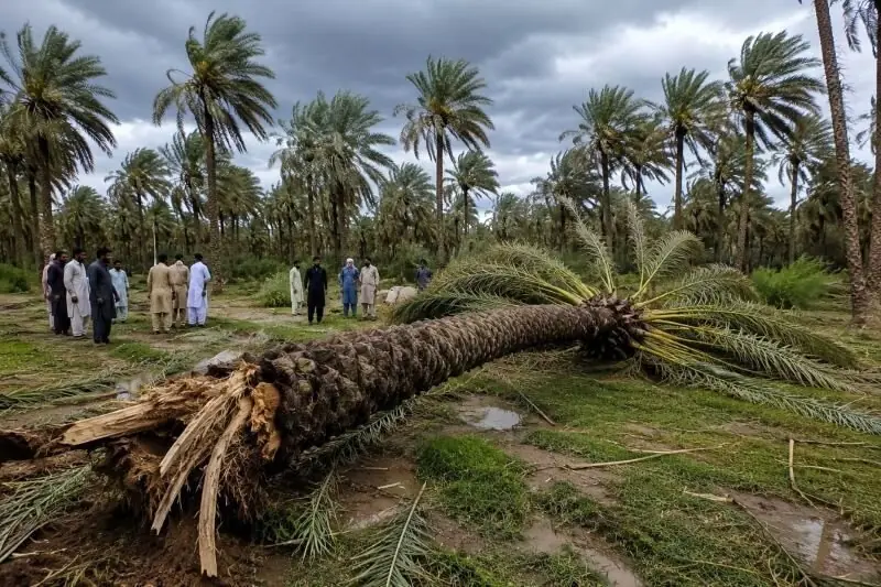 خسارت طوفان به نخلداران جنوب کرمان؛ معیشت کشاورزان درگرو حمایت مسئولان