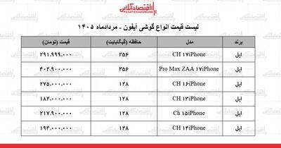 جدول قیمت جدید انواع گوشیهای آیفون در بازار +۳۱ مرداد ۱۴۰۵