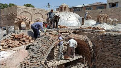  ادامه مرمت حمام تاریخی خواجه نصیر مراغه
