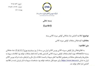 آغاز معاملات گواهی سپرده پسته از ۳ شهریور در بورس کالا + اطلاعیه