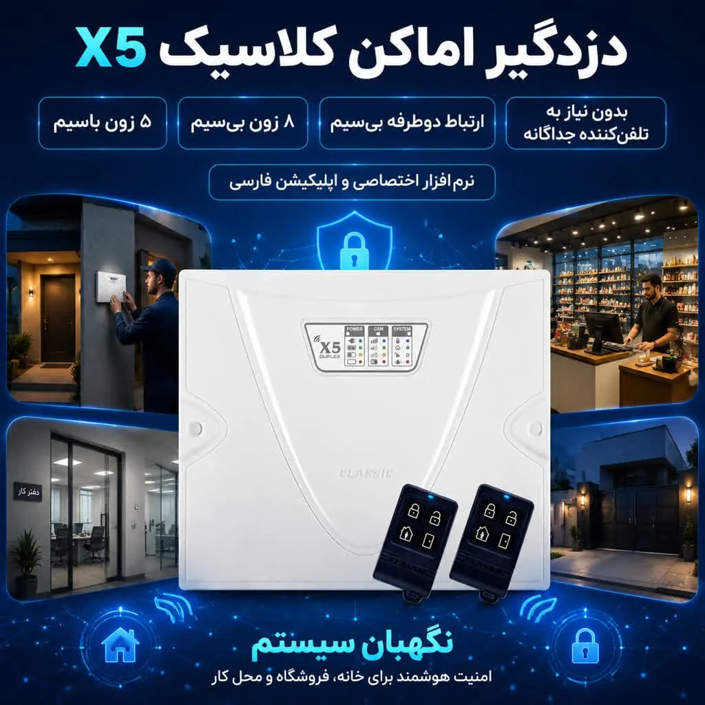 خرید پک دزدگیر اماکن کلاسیک X5 برای خانه و ویلا/ نگهبان سیستم