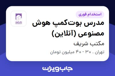 استخدام مدرس بوتکمپ هوش مصنوعی (آنلاین) در مکتب شریف
