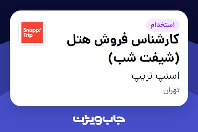  استخدام کارشناس فروش هتل (شیفت شب) در اسنپ تریپ