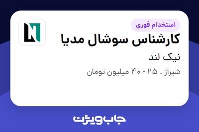 استخدام کارشناس سوشال مدیا - آقا در نیک لند