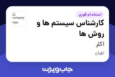 استخدام کارشناس سیستم ها و روش ها در اکلر