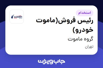 استخدام رئیس فروش(ماموت خودرو) در گروه ماموت