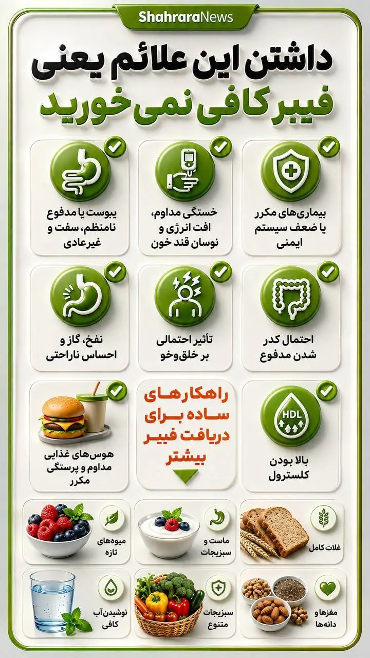 اینفوگرافی| داشتن این علائم یعنی فیبر کافی نمیخورید