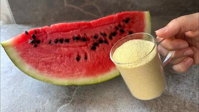 دستور پخت آسان و ۱۵ دقیقه ای حلوای ترکیه ای با آب هندوانه و بستنی