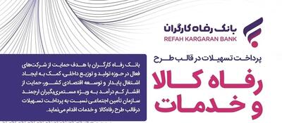 سقف تسهیلات طرح «رفاه کالا و خدمات» بانک رفاه کارگران افزایش یافت