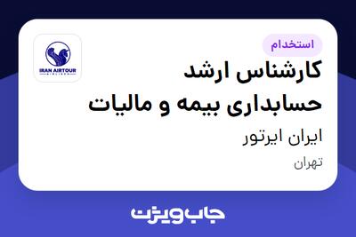 استخدام کارشناس ارشد حسابداری بیمه و مالیات در ایران ایرتور