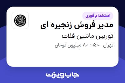 استخدام مدیر فروش زنجیره ای در توربین ماشین فلات