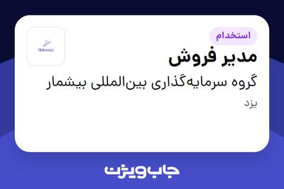 استخدام مدیر فروش در گروه سرمایهگذاری بینالمللی بیشمار