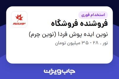 استخدام فروشنده فروشگاه در نوین ایده پوش فردا (نوین چرم)