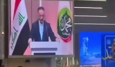 فیلم/ رئیس اوقاف اهل سنت عراق در حین سخنرانی از حال رفت