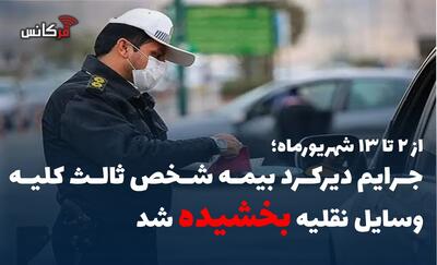 جرایم دیرکرد بیمه شخص ثالث کلیه وسایل نقلیه بخشیده شد