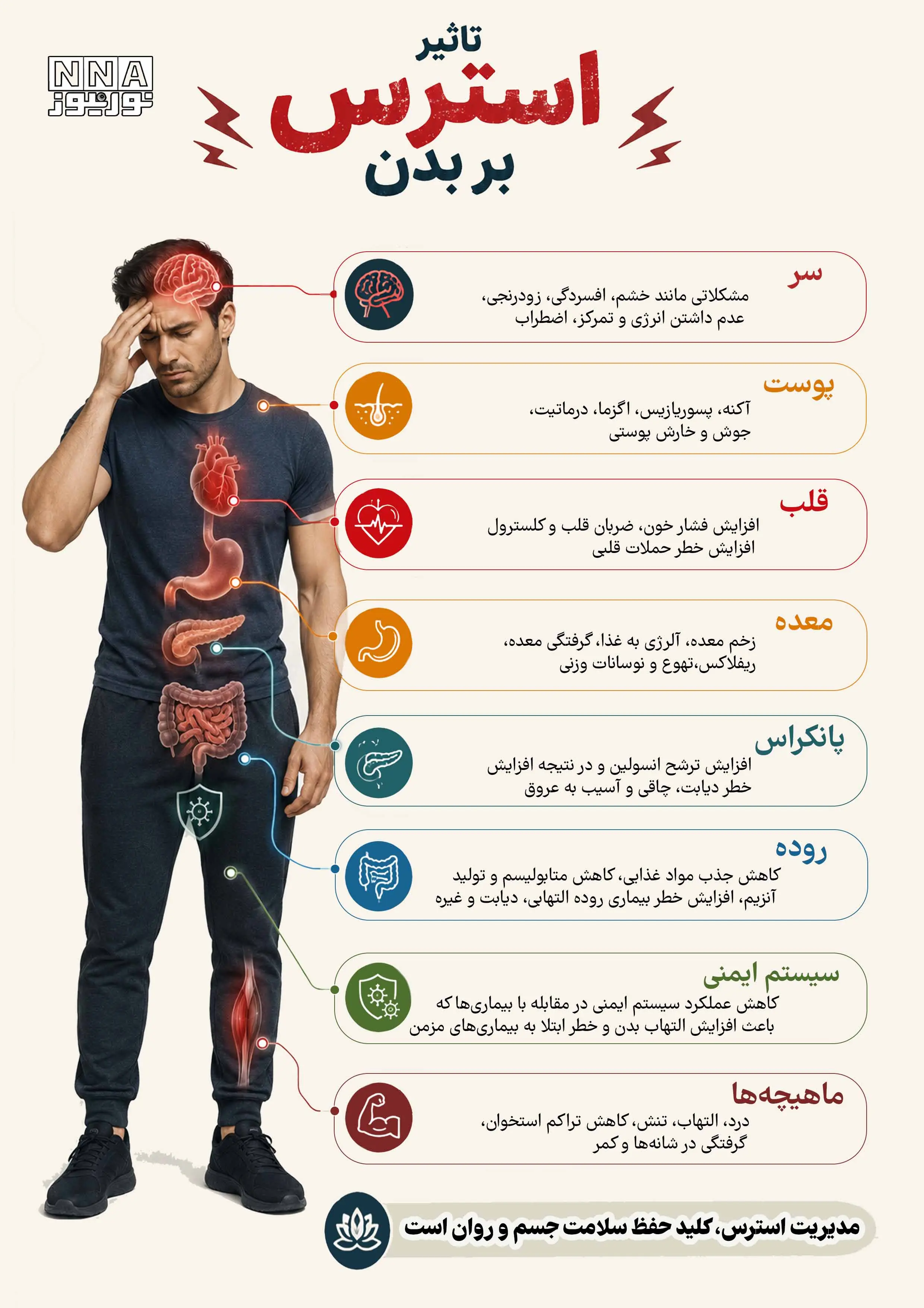  نوراینفو | استرس با بدن چه می‌کند؟
