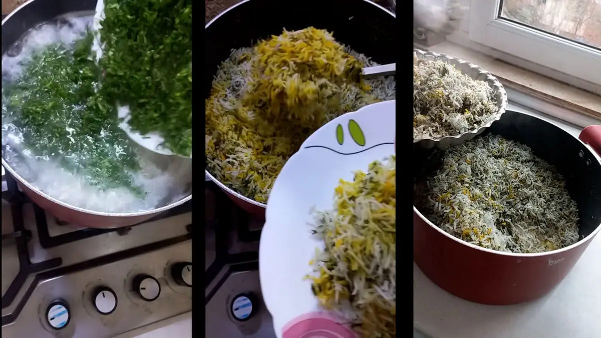 سبزی پلوی تازه و خوشمزه ناهار امروز + فیلم