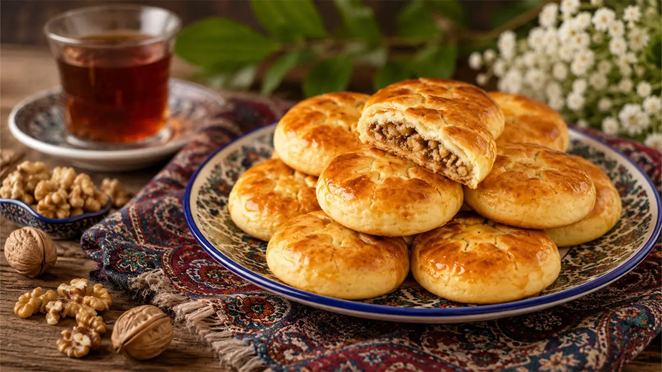 طرز تهیه شیرینی میان پر گیلانی؛ شیرینی سنتی و خوشمزه شمالی با مغز گردو