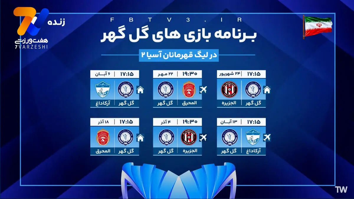  برنامه بازی های گل گهر در لیگ قهرمانان آسیا 2