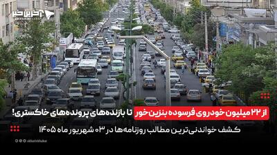  از 22 میلیون خودروی فرسوده بنزین‌خور تا بازنده‌های پرونده‌های خاکستری در روزنامه‌های 3 شهریور! | آخرین خبر