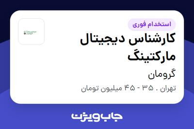 استخدام کارشناس دیجیتال مارکتینگ در گرومان