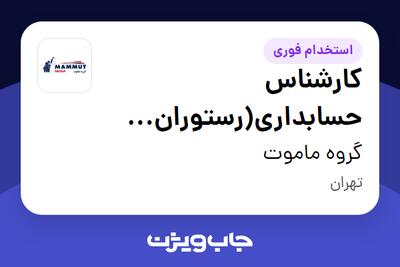 استخدام کارشناس حسابداری(رستوران Luvo) در گروه ماموت