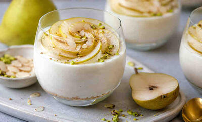 طرز تهیه موس گلابی+ فوتوفن بافت نرم و ابریشمی دسر