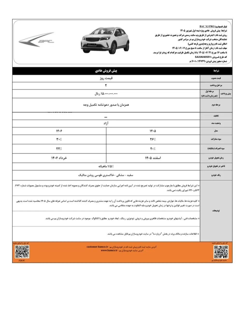بخشنامه پیش فروش بک X3 پرو محصول کرمان موتور