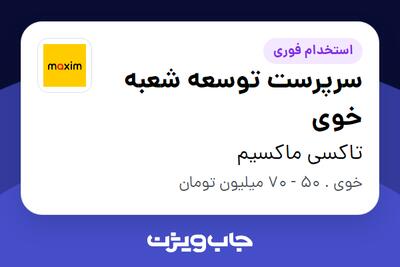 استخدام سرپرست توسعه شعبه خوی در تاکسی ماکسیم