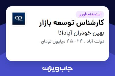  استخدام کارشناس توسعه بازار در بهین خودران آپادانا