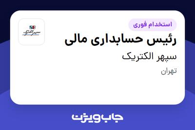 استخدام رئیس حسابداری مالی در سپهر الکتریک