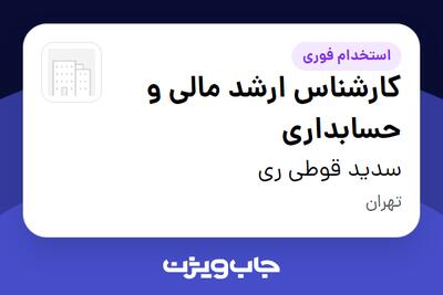استخدام کارشناس ارشد مالی و حسابداری - خانم در سدید قوطی ری