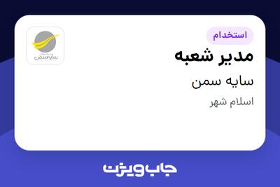  استخدام مدیر شعبه - آقا در سایه سمن