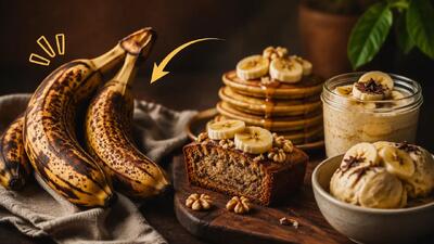 با موز سیاه شده چی درست کنم؟ انواع دسر و عصرانه با موز له شده