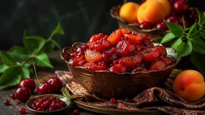 طرز تهیه ترشک آلبالو و زردآلو با زرشک آبدار و خوشمزه به سبک بیرون