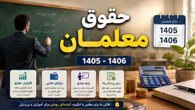 مبلغ حقوق معلمان پاییز ۱۴۰۵ چقدر است؟ | حقوق مهر، آبان و آذر فرهنگیان با افزایش ۲۰ درصدی و فوق العاده خاص