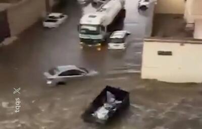  سیل در طائف عربستان خودروها را با خود برد
