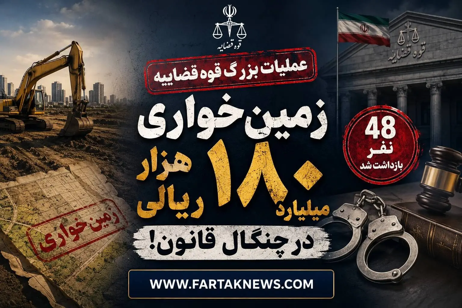 عملیات بزرگ قوه قضاییه؛ زمینخواری ۱۸۰ هزار میلیارد ریالی در چنگال قانون!/ 48 نفر بازداشت شد