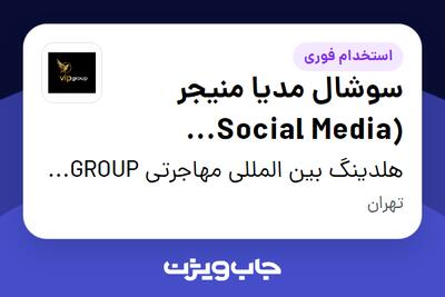  استخدام سوشال مدیا منیجر (Social Media Manager) در هلدینگ بین المللی مهاجرتی VIP GROUP