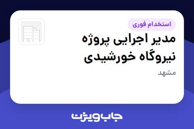  استخدام مدیر اجرایی پروژه نیروگاه خورشیدی - آقا در سازمانی فعال در حوزه انرژی / نیروگاهی